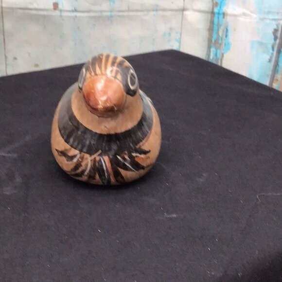 Handcrafted Ceramic Bird Figurine With Tribal Design Art - Picture 4 of 6